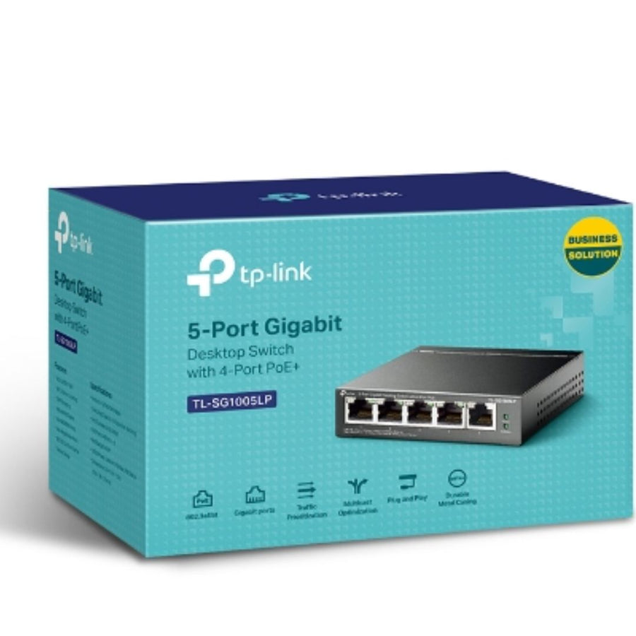 TP-Link TL-SG1005LP 5-Port Gigabit Desktop Switch with 4-Port PoE+, Up To 40W For all PoE Ports, Up To 30W Each Port