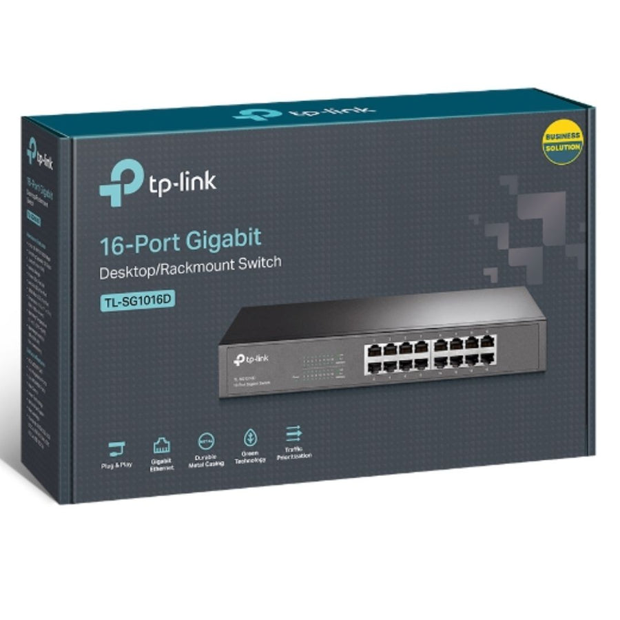 TP-Link TL-SG1016D 16-Port Gigabit Desktop/Rackmount Unmanaged Switch Energy-efficient Supports MAC Plug&play 32Gbps Switching Capacity