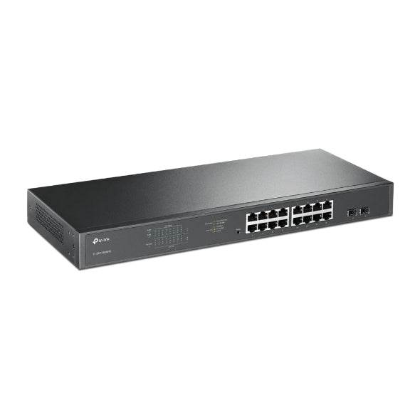 TP-Link TL-SG1218MPE 16-Port Gigabit PoE+ Easy Smart Switch, 16 Gigabit RJ45 Ports, 2 SFP Slots, 802.3at/af, 192W PoE Power, 1U 19-inch Rack-mountable