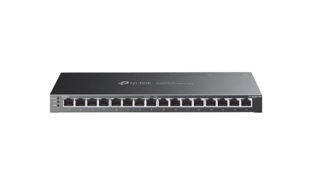 TP-Link SG2016P Omada 16-Port Gigabit Smart Switch with 8-Port PoE+ , Integration with Omada SDN Controller, Static Routing, 802.1Q VLAN, STP/RSTP/MST