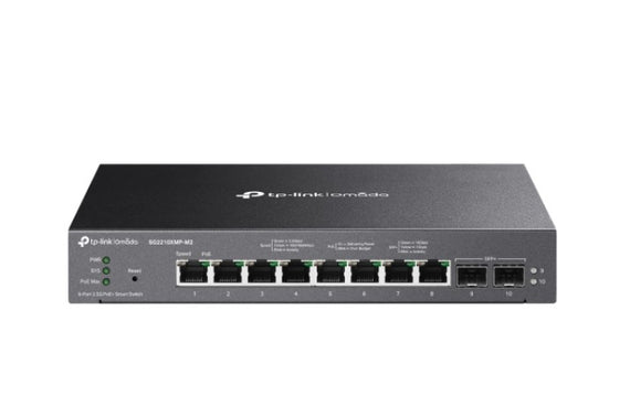 TP-Link SG2210XMP-M2 Omada 8-Port 2.5GBASE-T and 2-Port 10GE SFP+ Smart Switch with 8-Port PoE+, Integration with Omada SDN Controller, Static Routing