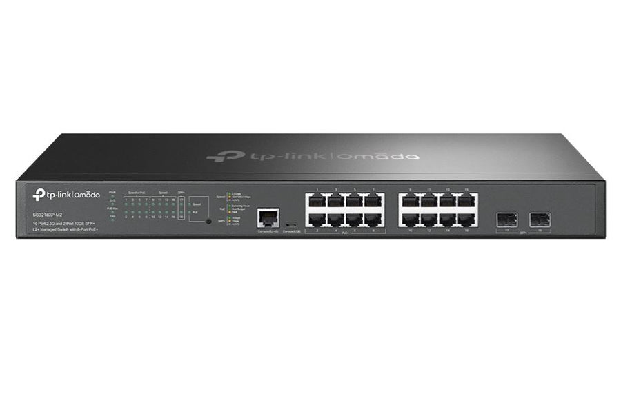 TP-Link SG3218XP-M2, Omada 16-Port 2.5G and 2-Port 10GE SFP+ L2+ Managed Switch with 8-Port PoE+,  Integration with Omada SDN Controller,Static Routin