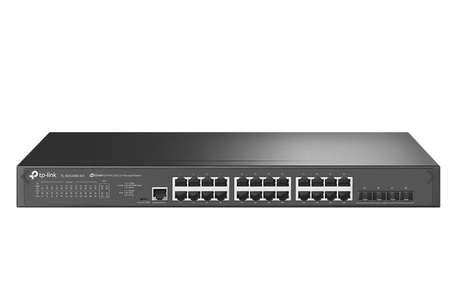 TP-Link SG3428X-M2 Omada 24-Port 2.5GBASE-T L2+ Managed Switch with 4 10GE SFP+ Slots, Integration with Omada SDN Controller, Static Routing, OAM, DDM