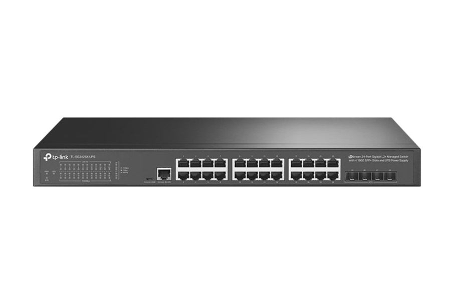 TP-Link SG3428X-UPS JetStream 24-Port Gigabit L2+ Managed Switch with 4 10GE SFP+ Slots and UPS Power Supply