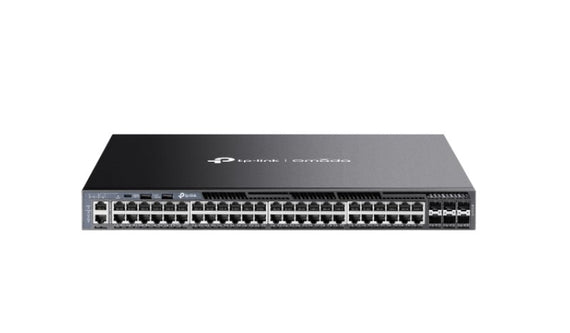 TP-Link SG6654X Omada 48-Port Gigabit Stackable L3 Managed Switch with 6 10GE SFP+ Slots, 48× Gigabit RJ45 Ports, 6× 10G SFP+ Slots, RJ45/Type C USB C