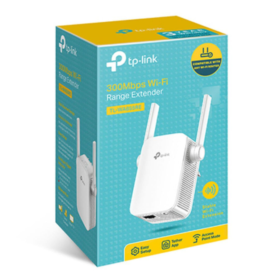 TP-Link TL-WA855RE N300 300Mbps Wi-Fi Range Extender Repeater Access Point 1Gpbs LAN 802.11bgn 2xExternal Antennas Mini Size MIMO Tech Tether App