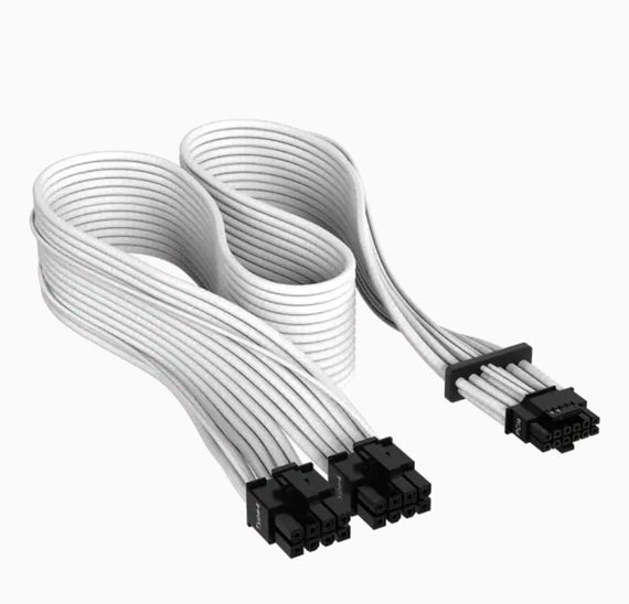 Corsair Premium Individually Sleeved 12+4pin PCIe Gen 5 Type-4 600W 12VHPWR Cable, White 4080 / 4070 / 4090xx