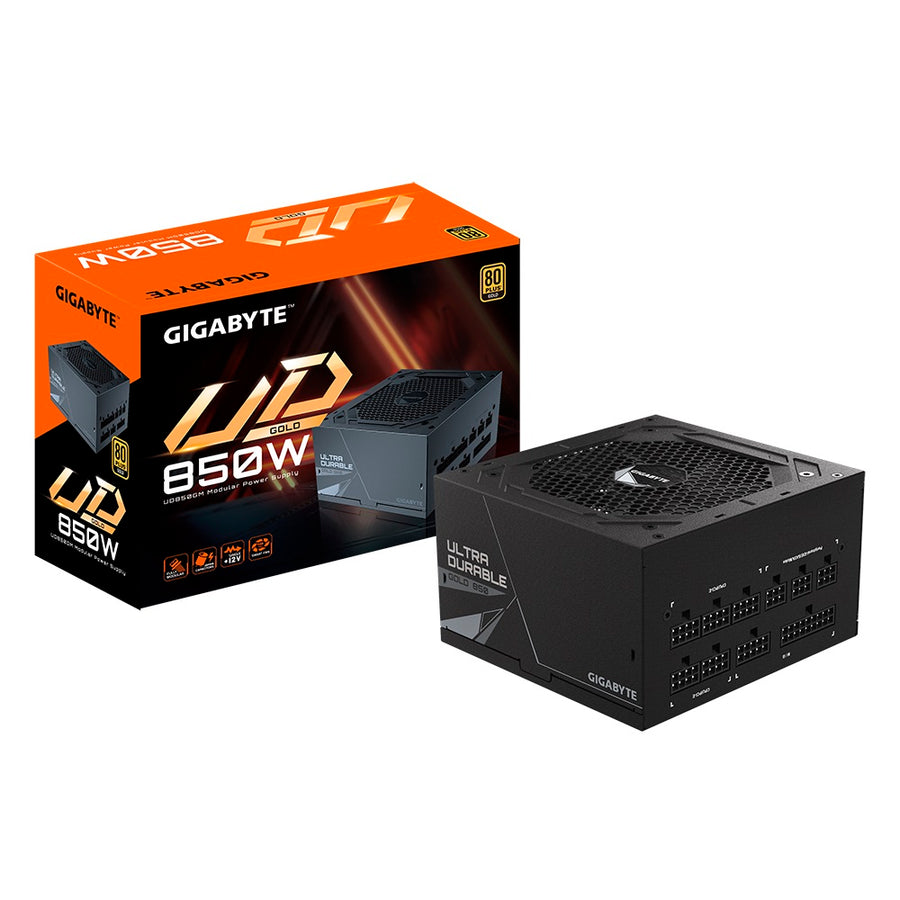 Gigabyte UD850GM 850W ATX PSU Power Supply  80+ Gold >90% 120mm Fan Black Flat Cables Single +12V Rail Japanese  >100K Hrs