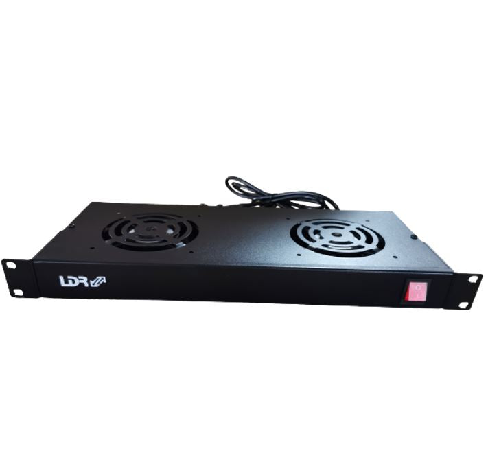 LDR 2 Way Rackmountable Fan Kit with power switch - 2x Fans - 1U Size - Black Metal Construction