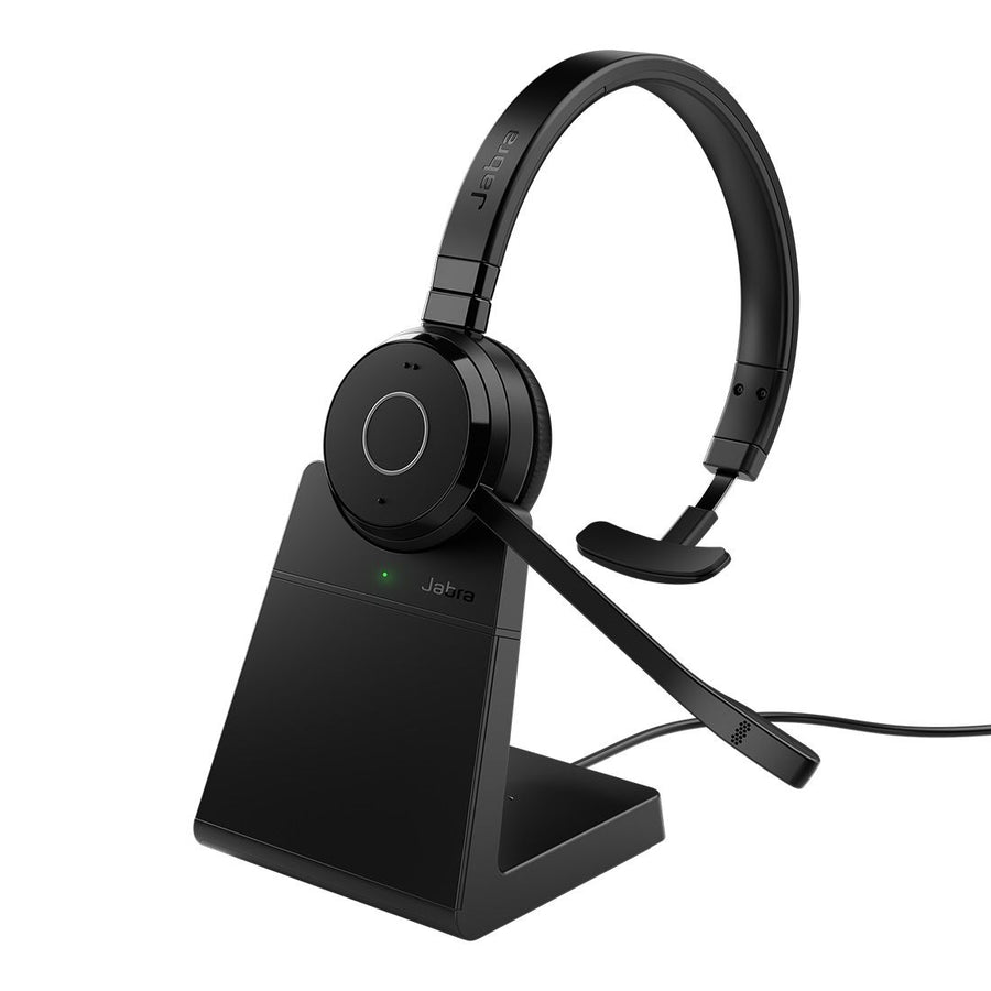 Jabra Evolve 65 TE Link390a Teams Mono Stand Bluetooth Headset, 16-hour battery life, 30-metre wireless range, Passive Noise Cancellation, Busy Light