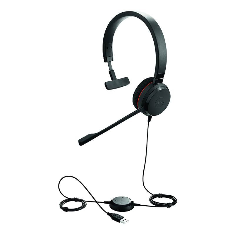 Jabra Evolve 20 UC Mono SE, USB-A Headset, Passive Noise Cancellation, Easy Call Management, Plug-and-play, Leatherette Ear Cushions