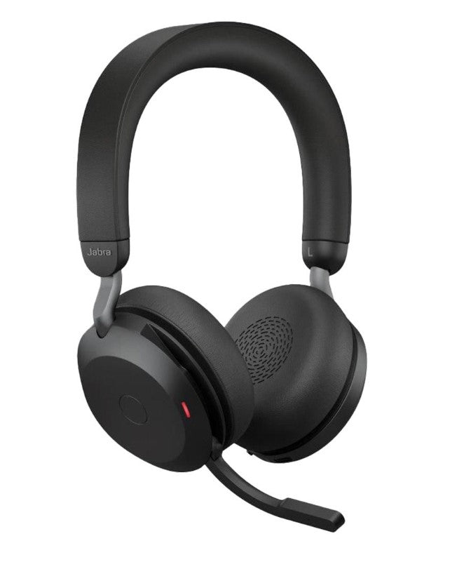 Jabra Evolve2 75 USB-A Link380a MS Stereo Black, 8-Mic Technology, 36 Hours Battery & Fast Charge, Dual-Foam Tech, Discreet Hide-Away Boom Arm