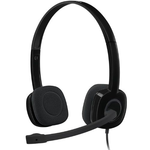 Logitech H151 Stereo Headset Light Weight Adjustable Headphones with Microphone 3.5mm jack In-line audio controls Noise-cancelling