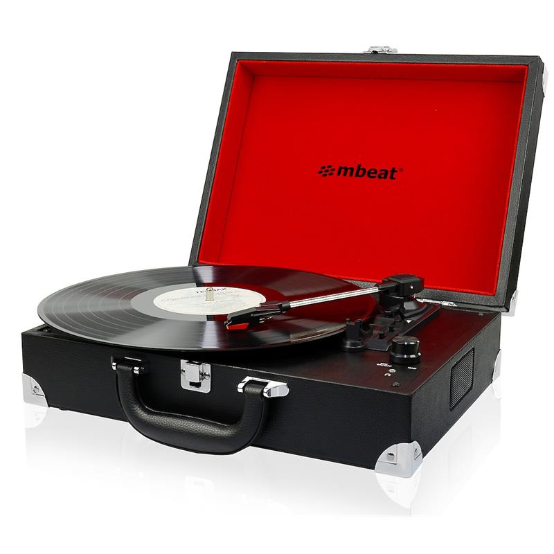 mbeat® Retro Briefcase-styled USB Turntable Recorder Built in 3.5mm headphone jack built-in speaker USB output support