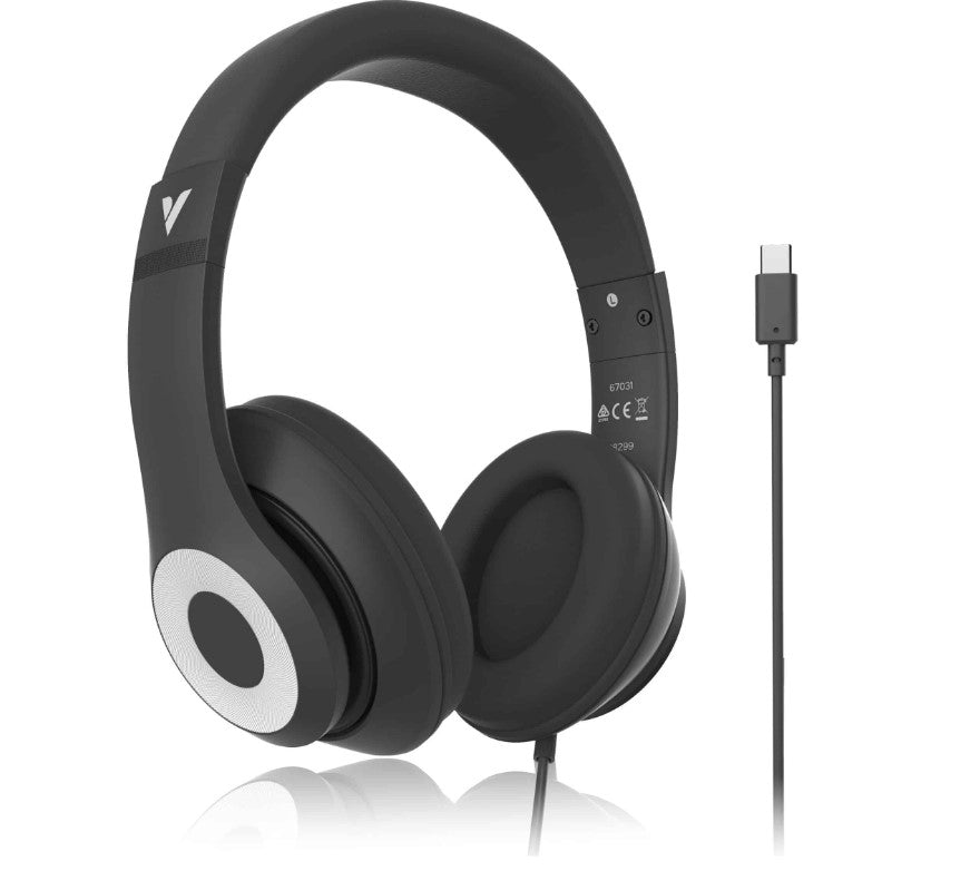 Verbatim Audio Headphone Classic Type C - Black, Clear Sound, Comfort, Robust Construction, Easy modern connection. Headset. Office & School 2025