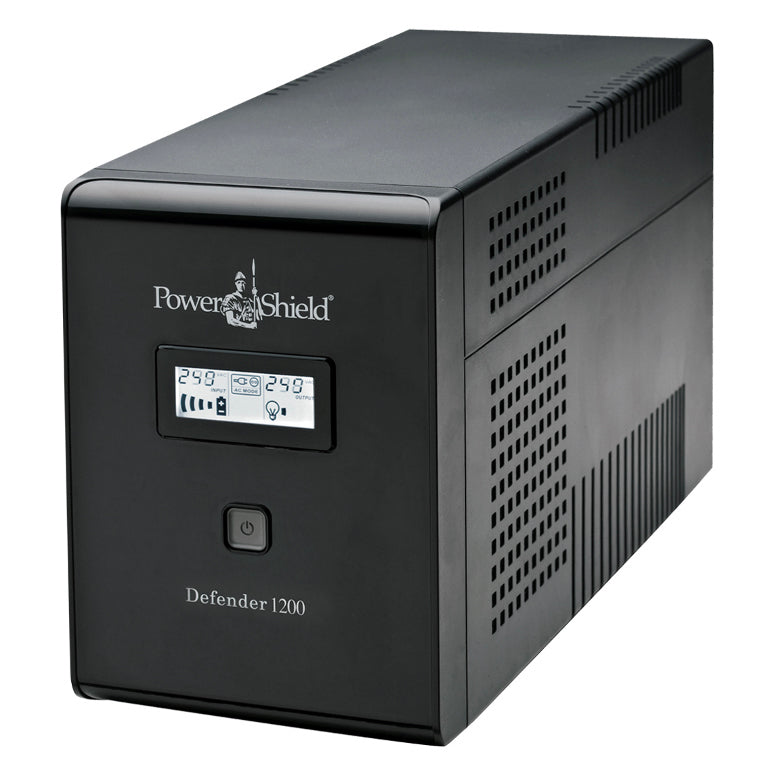 PowerShield Defender 1200VA UPS, AVR, LCD display, 6 AUS sockets, user-replaceable batteries, 2-year warranty