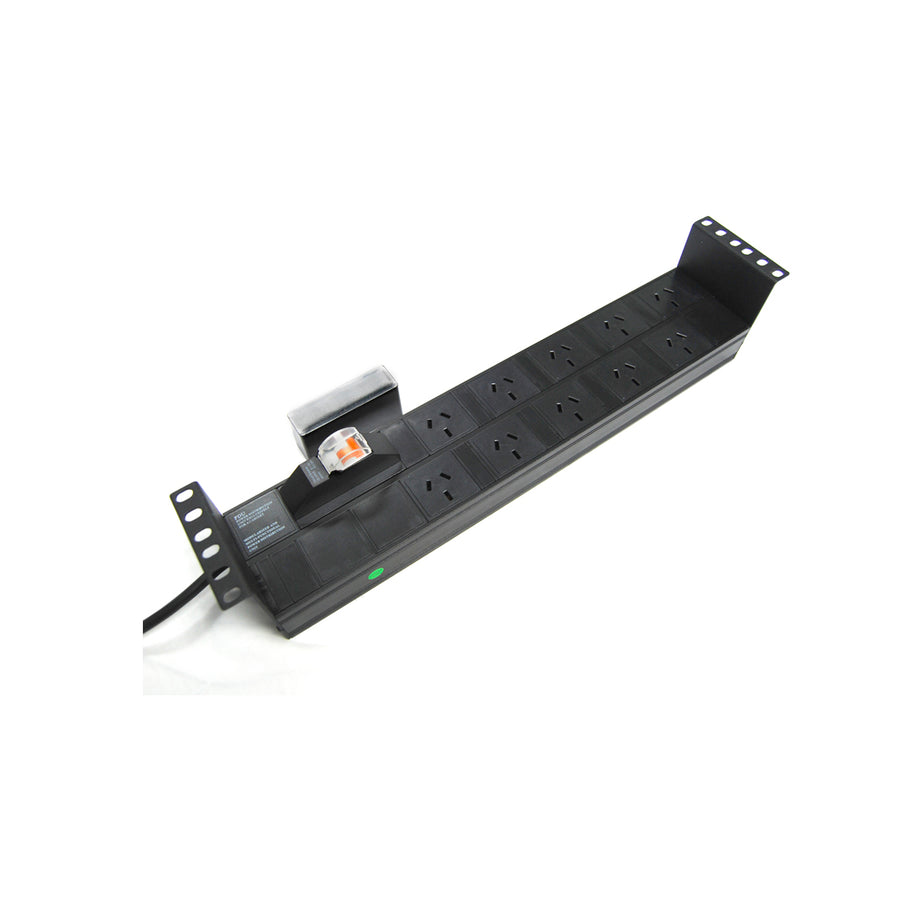 PowerShield Horizontal PDU with 10A Aus Input plug, 10 x ANZ 10Amp outlets, 2U, circuit breaker, efficient power distribution