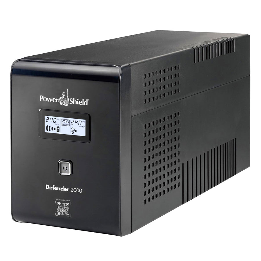 PowerShield Defender 2000VA UPS, AVR, LCD display, 4 AUS sockets, user-replaceable batteries, 2-year warranty