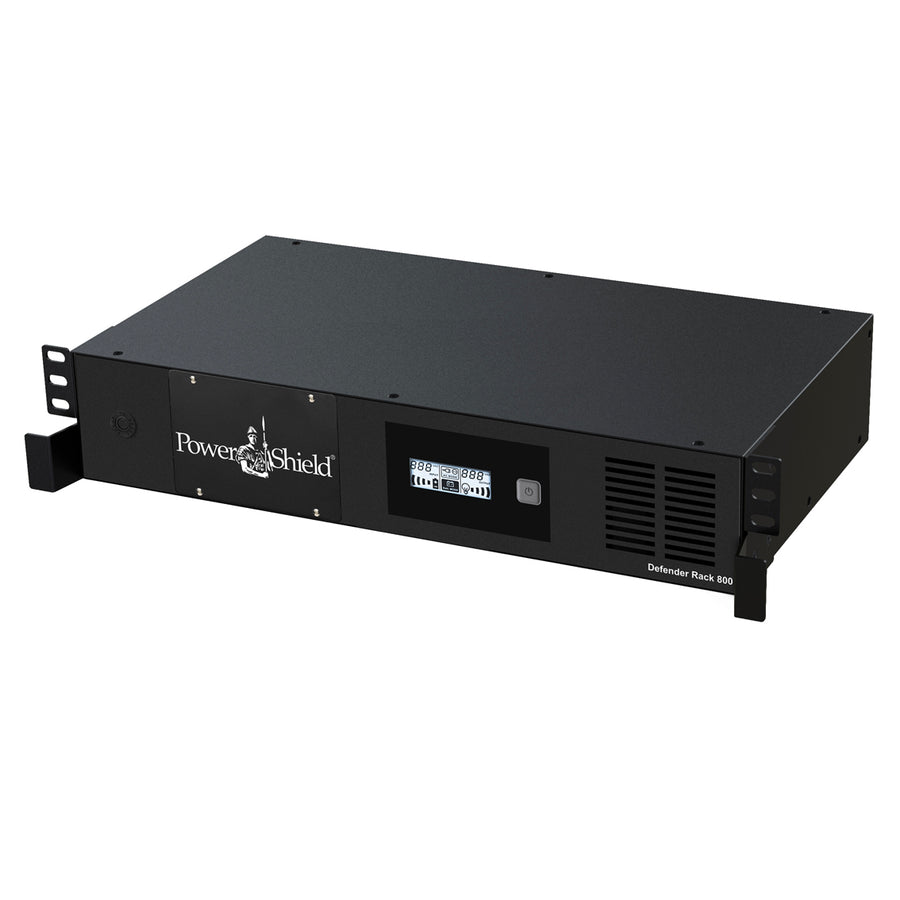 PowerShield Defender Rack Mount 800VA, 2RU Shallow depth UPS, 4 AUS sockets, user-replaceable batteries, 2-year warranty