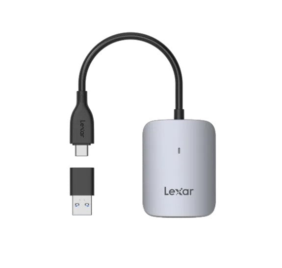 Lexar CFexpress™ Type A USB-C Reader  transfer speeds up to 900MB/s it is backwards compatible with UHS-I cards and has a USB-C™ connector