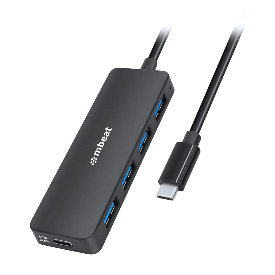 mbeat 4-Port USB-C Hub with USB-C DC Port  Compact and Portable Design  Flexible Device Connectivity Data Transfer Speed: 5Gbps Weight: 30g