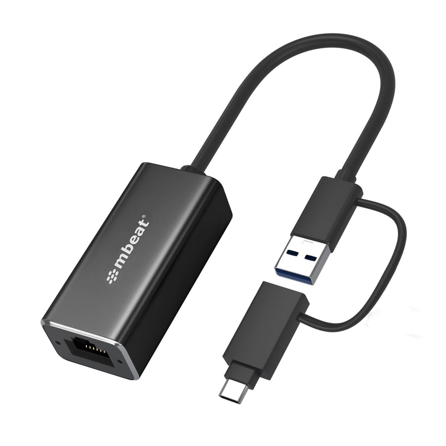 mbeat 2-in-1 USB 3.1 Gigabit LAN Adapter with USB-C Converter/ USB 3.1/ RJ45/ Transfer Speed: 10/100/1000Mbps Weight: 32.6g