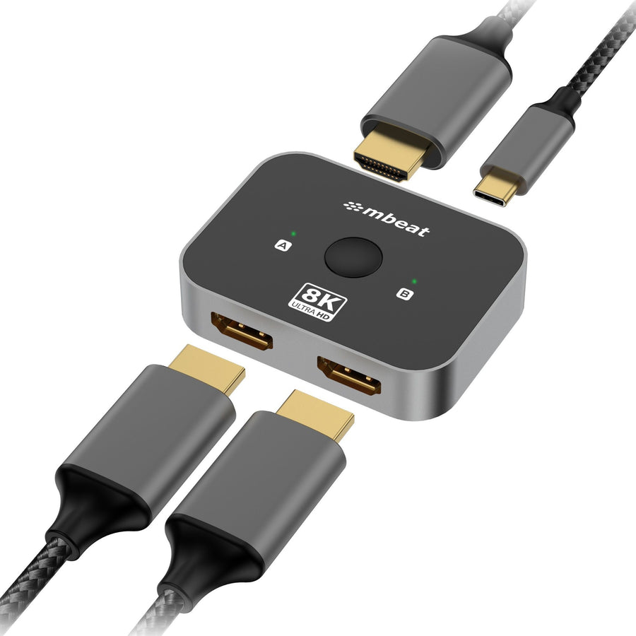 (LS) mbeat 8K Bi-directional HDMI 2.1 Switch 2 In 1 Out/1 In 2 Out  8K@60Hz resolution, plug-and-play convenience  USB-C power input Maximum 8K/60Hz