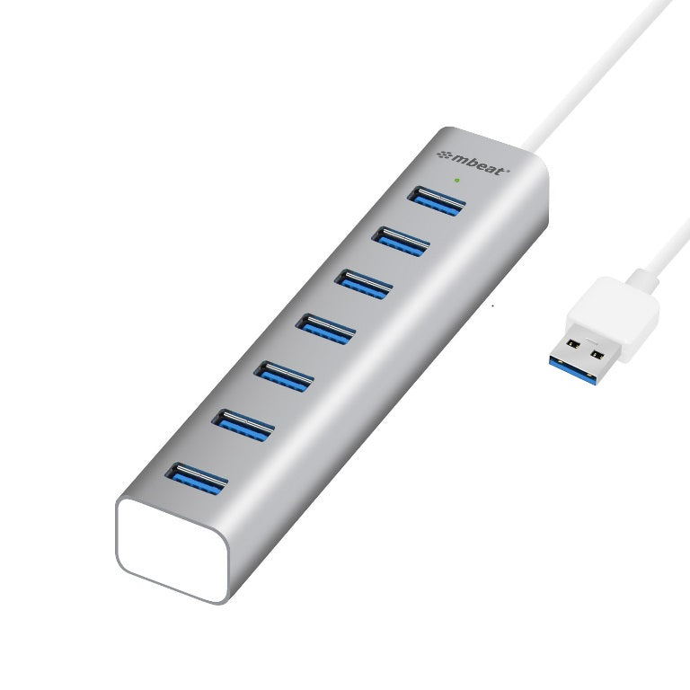 mbeat® 7-Port USB 3.0 Powered Hub - USB 2.0/1.1/Aluminium Slim Design Hub with Fast Data Speeds (5Gbps) Power Delivery for PC and MAC devices Weight: