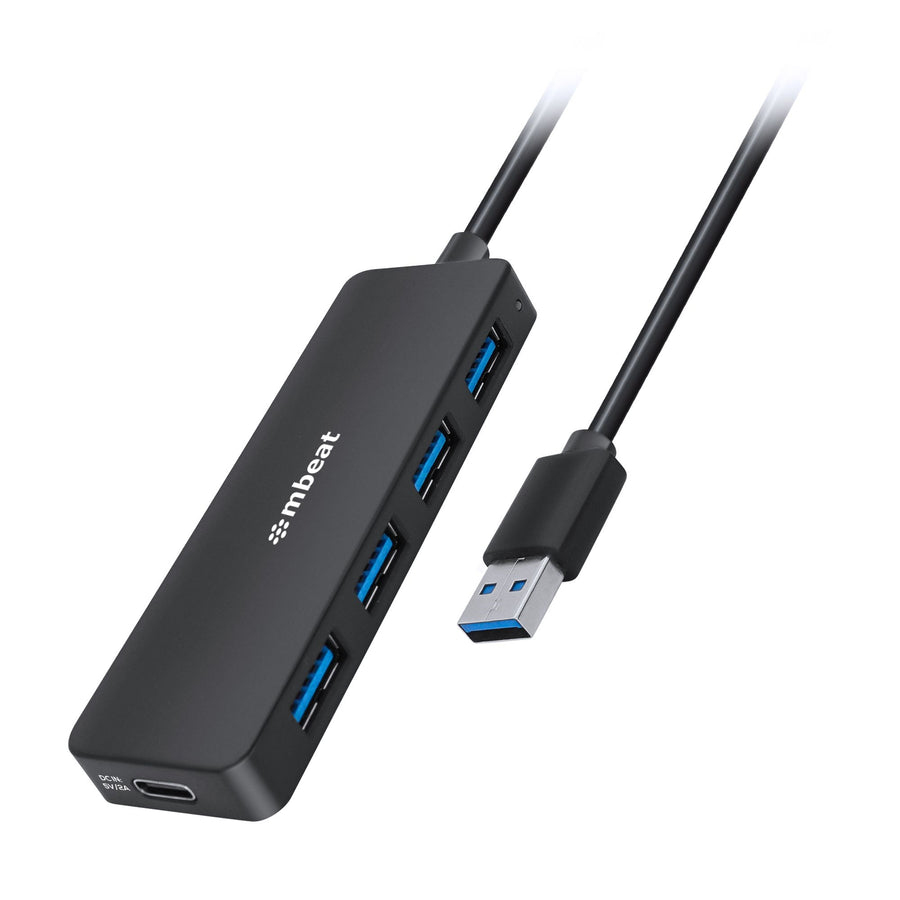 mbeat 4-Port USB 3.0 Hub with USB-C DC Port  Compact and Portable Design  Expandable Connectivity Data Transfer Speed: 5Gbps Weight: 32g