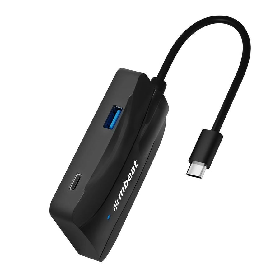 mbeat® 4-Port 10Gbps USB-C 3.2 Gen2 Hub (2 USB-A & 2 USB-C) Sleek, compact, and portable Cable Length: 16cm USB-C and Thunderbolt 3 10Gbps.