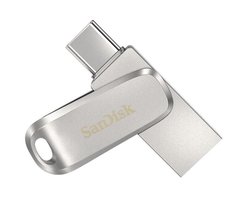 SanDisk 32GB Ultra Dual Drive Luxe USB-C & USB-A Flash Drive Memory Stick 150MB/s USB3.1 Type-C Swivel for Android Smartphones Tablets Macs PCs