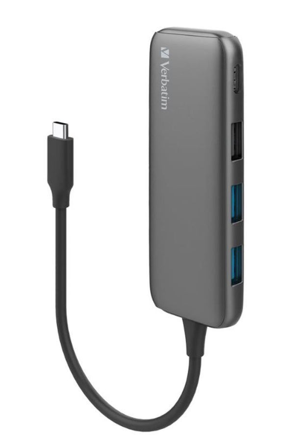 Verbatim USB-C Hub with 2x USB 3.0, 1x USB 2.0 & 1x USB C port - Space Grey