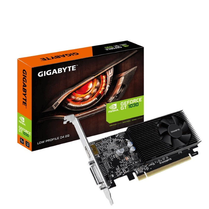 Gigabyte nVidia GeForce GT 1030 2GB DDR4 Fan PCIe Video Card 4K @ 60Hz HDMI DVI 2xDisplays Low Profile 1417/1379MHz